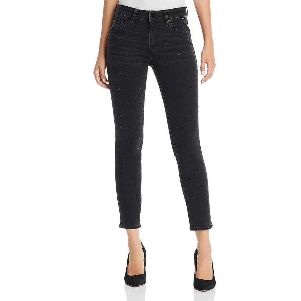 NWT Mavi Jeans Crystal Adriana Embellished Mid-Rise Skinny Jeans - 29